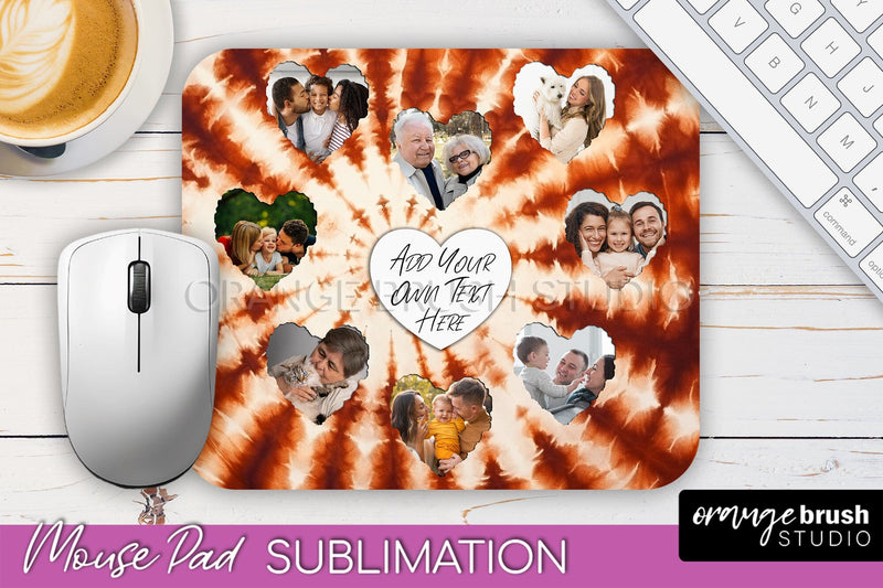 Autumn Tie Dye Photo Frame Mouse Pad PNG, Add Your Picture Sublimation OrangeBrushStudio 