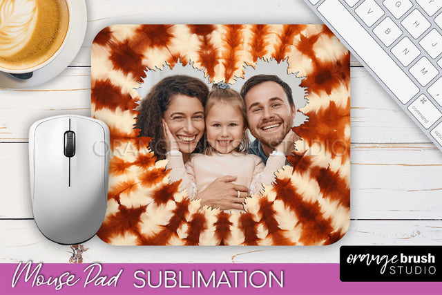 Autumn Tie Dye Photo Frame Mouse Pad PNG, Add Your Picture Sublimation OrangeBrushStudio 