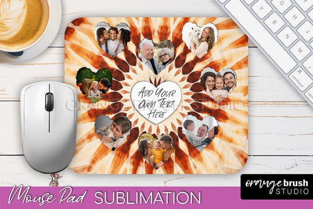 Autumn Tie Dye Photo Frame Mouse Pad PNG, Add Your Picture Sublimation OrangeBrushStudio 