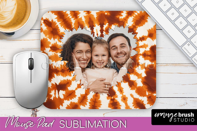 Autumn Tie Dye Photo Frame Mouse Pad PNG, Add Your Picture Sublimation OrangeBrushStudio 