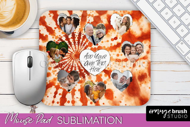 Autumn Tie Dye Photo Frame Mouse Pad PNG, Add Your Picture Sublimation OrangeBrushStudio 