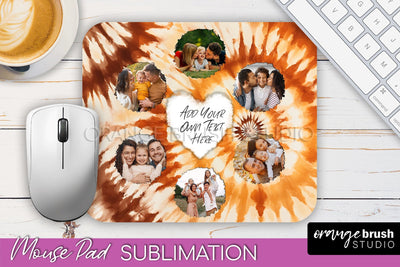 Autumn Tie Dye Photo Frame Mouse Pad PNG, Add Your Picture Sublimation OrangeBrushStudio 