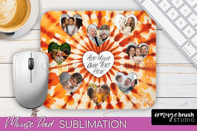 Autumn Tie Dye Photo Frame Mouse Pad PNG, Add Your Picture Sublimation OrangeBrushStudio 