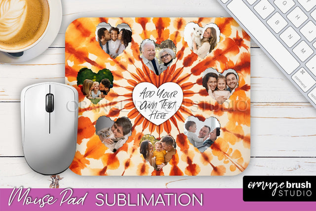 Autumn Tie Dye Photo Frame Mouse Pad PNG, Add Your Picture Sublimation OrangeBrushStudio 