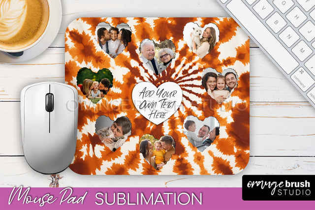 Autumn Tie Dye Photo Frame Mouse Pad PNG, Add Your Picture Sublimation OrangeBrushStudio 