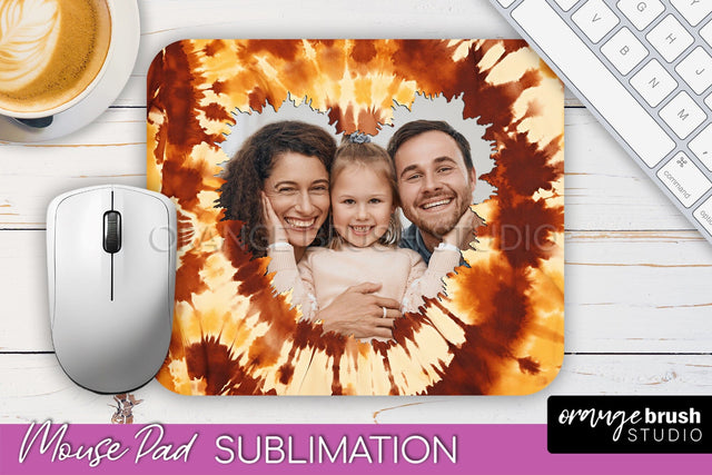 Autumn Tie Dye Photo Frame Mouse Pad PNG, Add Your Picture Sublimation OrangeBrushStudio 