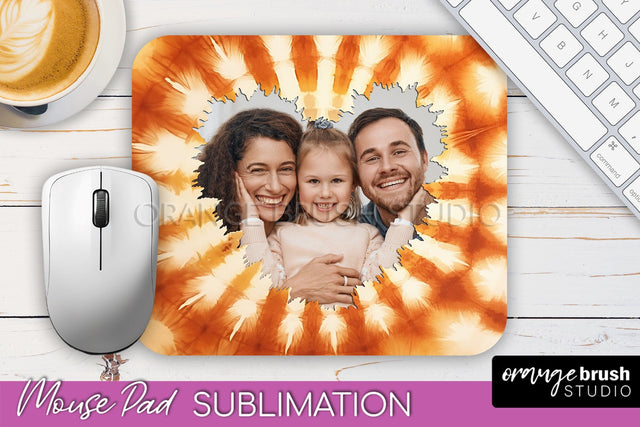 Autumn Tie Dye Photo Frame Mouse Pad PNG, Add Your Picture Sublimation OrangeBrushStudio 