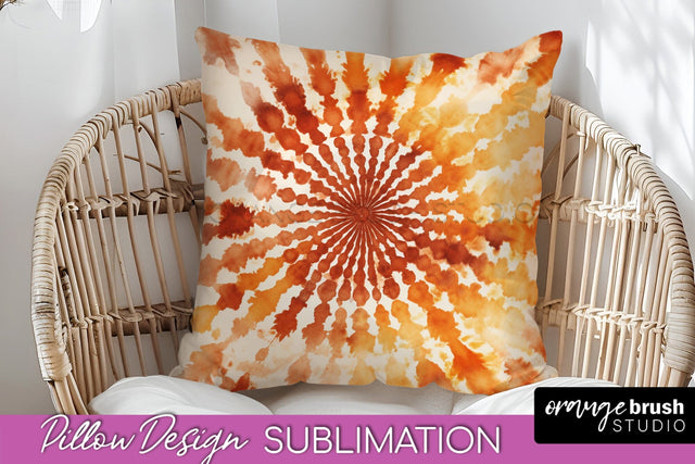 Autumn Tie Dye Pillow Cover - Fall Pillow Sublimation Design Sublimation OrangeBrushStudio 