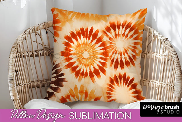 Autumn Tie Dye Pillow Cover - Fall Pillow Sublimation Design Sublimation OrangeBrushStudio 