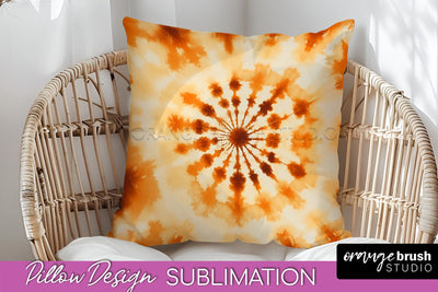 Autumn Tie Dye Pillow Cover - Fall Pillow Sublimation Design Sublimation OrangeBrushStudio 