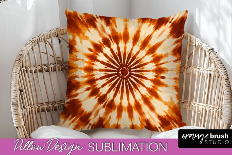 Autumn Tie Dye Pillow Cover - Fall Pillow Sublimation Design Sublimation OrangeBrushStudio 