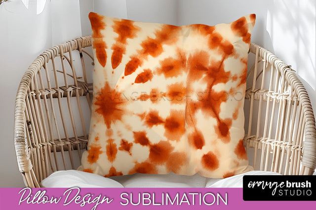Autumn Tie Dye Pillow Cover - Fall Pillow Sublimation Design Sublimation OrangeBrushStudio 