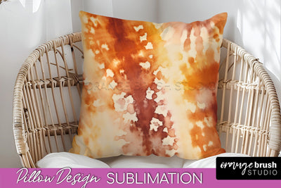 Autumn Tie Dye Pillow Cover - Fall Pillow Sublimation Design Sublimation OrangeBrushStudio 