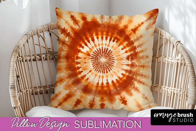 Autumn Tie Dye Pillow Cover - Fall Pillow Sublimation Design Sublimation OrangeBrushStudio 