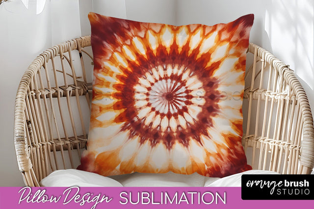 Autumn Tie Dye Pillow Cover - Fall Pillow Sublimation Design Sublimation OrangeBrushStudio 