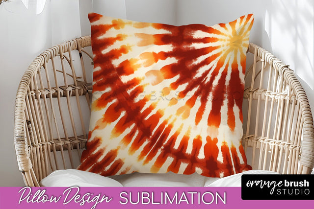 Autumn Tie Dye Pillow Cover - Fall Pillow Sublimation Design Sublimation OrangeBrushStudio 