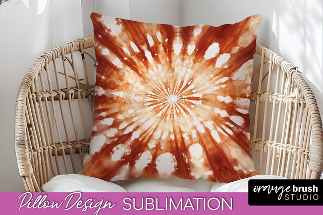 Autumn Tie Dye Pillow Cover - Fall Pillow Sublimation Design Sublimation OrangeBrushStudio 