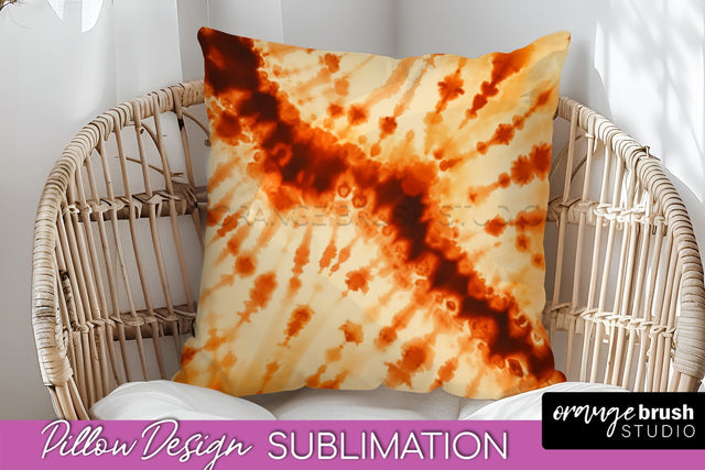 Autumn Tie Dye Pillow Cover - Fall Pillow Sublimation Design Sublimation OrangeBrushStudio 
