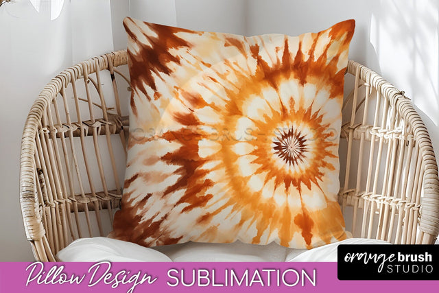 Autumn Tie Dye Pillow Cover - Fall Pillow Sublimation Design Sublimation OrangeBrushStudio 