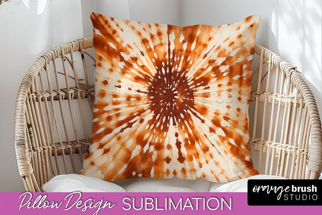 Autumn Tie Dye Pillow Cover - Fall Pillow Sublimation Design Sublimation OrangeBrushStudio 