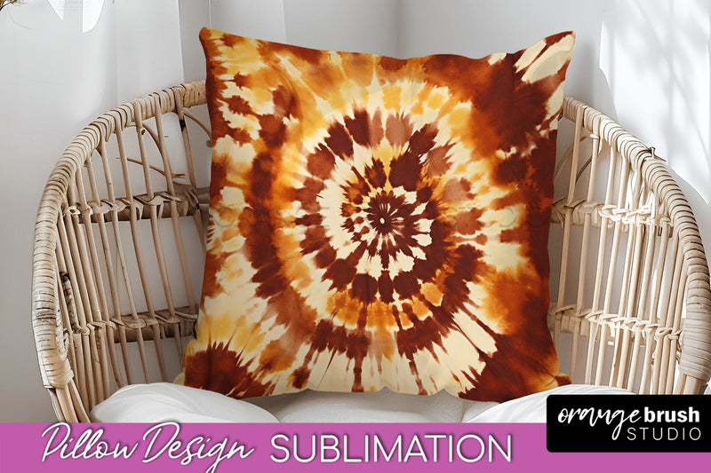 Autumn Tie Dye Pillow Cover - Fall Pillow Sublimation Design Sublimation OrangeBrushStudio 