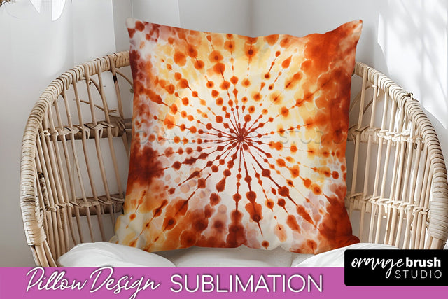Autumn Tie Dye Pillow Cover - Fall Pillow Sublimation Design Sublimation OrangeBrushStudio 