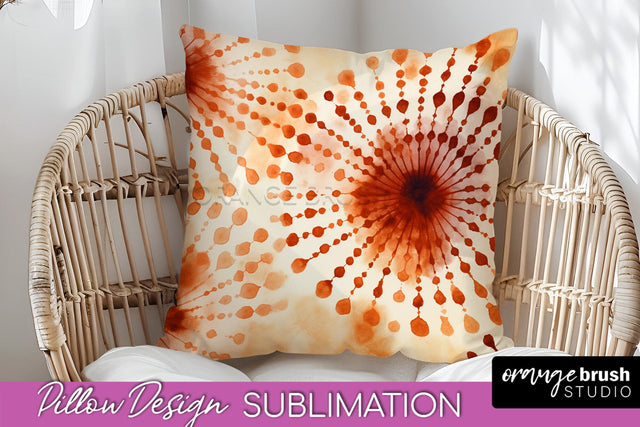 Autumn Tie Dye Pillow Cover - Fall Pillow Sublimation Design Sublimation OrangeBrushStudio 