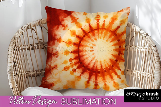 Autumn Tie Dye Pillow Cover - Fall Pillow Sublimation Design Sublimation OrangeBrushStudio 