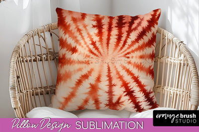 Autumn Tie Dye Pillow Cover - Fall Pillow Sublimation Design Sublimation OrangeBrushStudio 