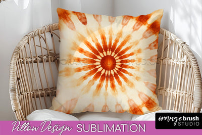 Autumn Tie Dye Pillow Cover - Fall Pillow Sublimation Design Sublimation OrangeBrushStudio 