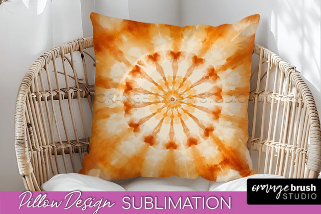 Autumn Tie Dye Pillow Cover - Fall Pillow Sublimation Design Sublimation OrangeBrushStudio 
