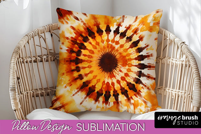 Autumn Tie Dye Pillow Cover - Fall Pillow Sublimation Design Sublimation OrangeBrushStudio 