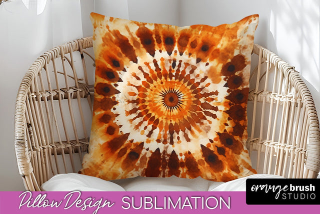 Autumn Tie Dye Pillow Cover - Fall Pillow Sublimation Design Sublimation OrangeBrushStudio 