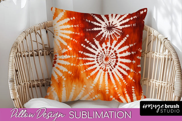 Autumn Tie Dye Pillow Cover - Fall Pillow Sublimation Design Sublimation OrangeBrushStudio 