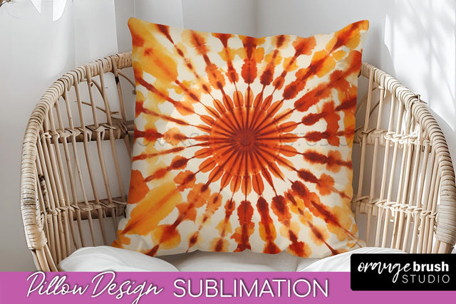 Autumn Tie Dye Pillow Cover - Fall Pillow Sublimation Design Sublimation OrangeBrushStudio 