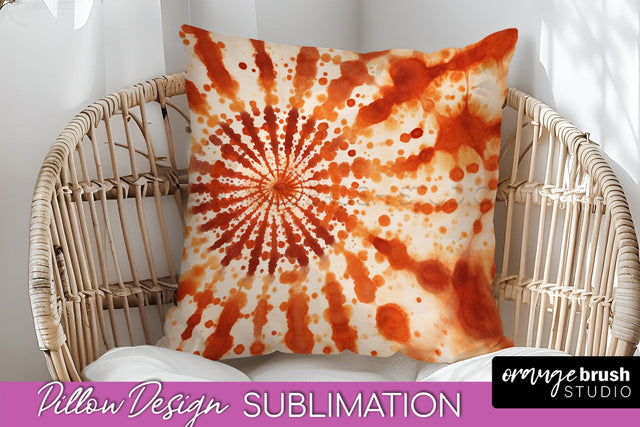Autumn Tie Dye Pillow Cover - Fall Pillow Sublimation Design Sublimation OrangeBrushStudio 