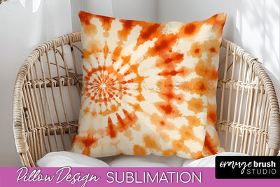 Autumn Tie Dye Pillow Cover - Fall Pillow Sublimation Design Sublimation OrangeBrushStudio 