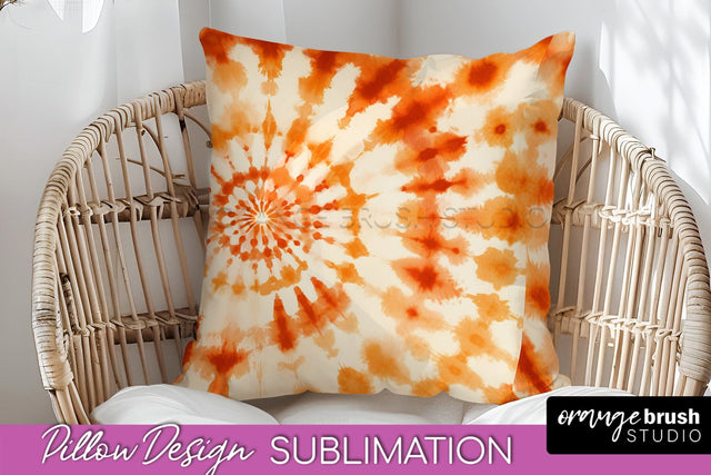 Autumn Tie Dye Pillow Cover - Fall Pillow Sublimation Design Sublimation OrangeBrushStudio 