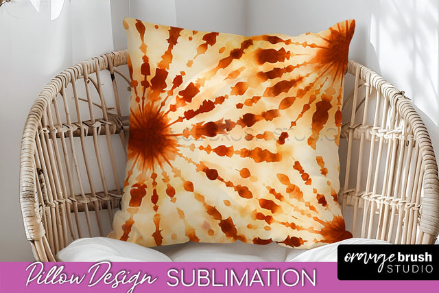 Autumn Tie Dye Pillow Cover - Fall Pillow Sublimation Design Sublimation OrangeBrushStudio 