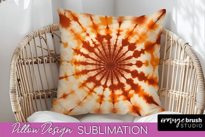 Autumn Tie Dye Pillow Cover - Fall Pillow Sublimation Design Sublimation OrangeBrushStudio 
