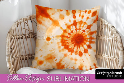 Autumn Tie Dye Pillow Cover - Fall Pillow Sublimation Design Sublimation OrangeBrushStudio 