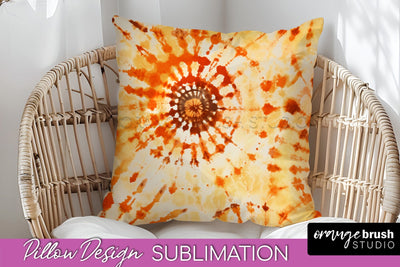 Autumn Tie Dye Pillow Cover - Fall Pillow Sublimation Design Sublimation OrangeBrushStudio 