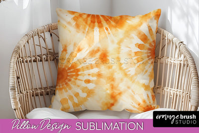 Autumn Tie Dye Pillow Cover - Fall Pillow Sublimation Design Sublimation OrangeBrushStudio 