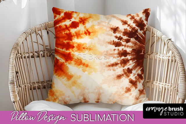 Autumn Tie Dye Pillow Cover - Fall Pillow Sublimation Design Sublimation OrangeBrushStudio 