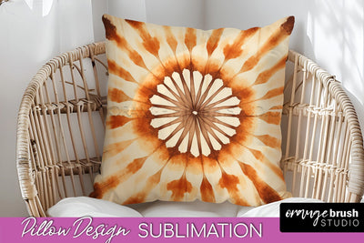 Autumn Tie Dye Pillow Cover - Fall Pillow Sublimation Design Sublimation OrangeBrushStudio 