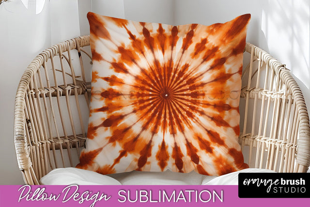Autumn Tie Dye Pillow Cover - Fall Pillow Sublimation Design Sublimation OrangeBrushStudio 