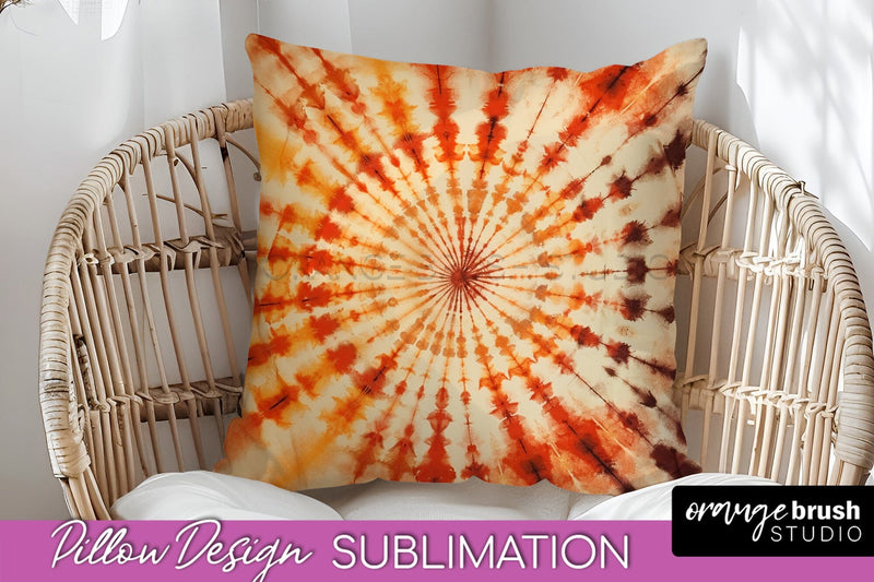Autumn Tie Dye Pillow Cover - Fall Pillow Sublimation Design Sublimation OrangeBrushStudio 