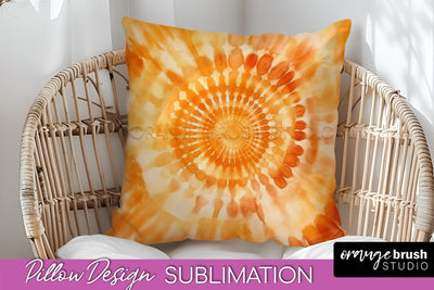 Autumn Tie Dye Pillow Cover - Fall Pillow Sublimation Design Sublimation OrangeBrushStudio 