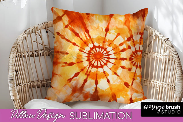 Autumn Tie Dye Pillow Cover - Fall Pillow Sublimation Design Sublimation OrangeBrushStudio 