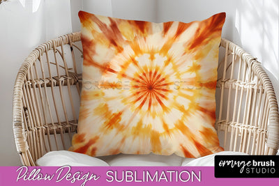 Autumn Tie Dye Pillow Cover - Fall Pillow Sublimation Design Sublimation OrangeBrushStudio 